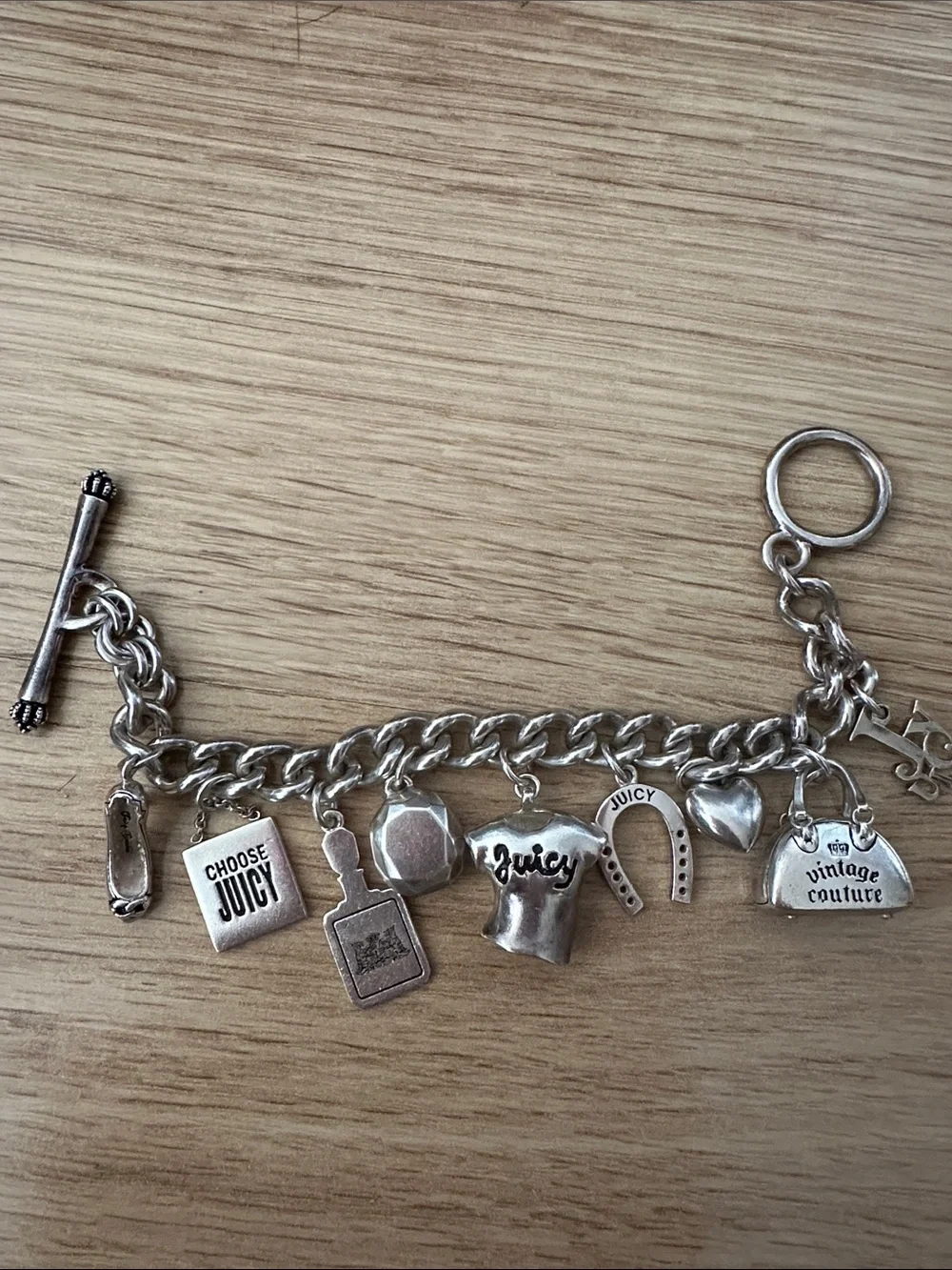 Juicy Couture Y2K 925 Sterling Silver Charms Bracelet 💯% Authentic